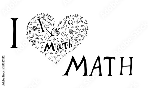 Text lettering "I Love math".