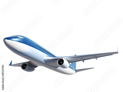 3d render of airplane in flying isolated.