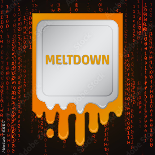 Photos Meltdown vulnerability concept on a binary code background