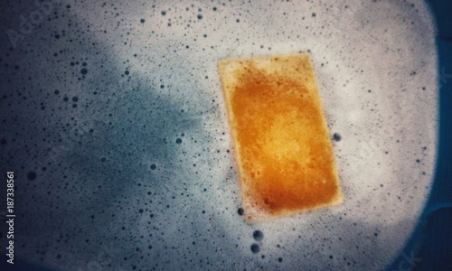 sponge in a soap bubbles