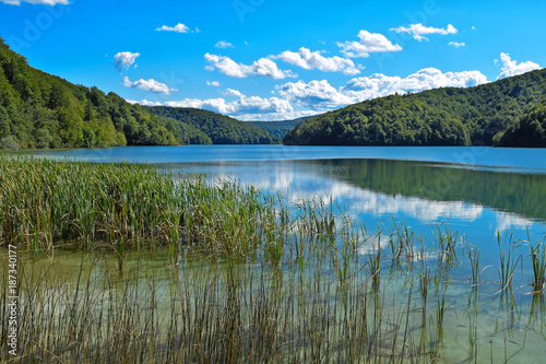 Landscape in the Plitvice Lakes in Croatia.