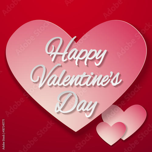 Valentines day , Illustration of love ,  lettering on heart , paper art style © supakritleela