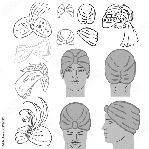 Turban or shower cap template and man head