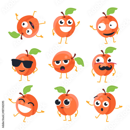 Funny peach - vector isolated cartoon emoticons