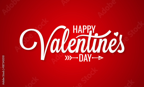 Valentines day vintage lettering on red background