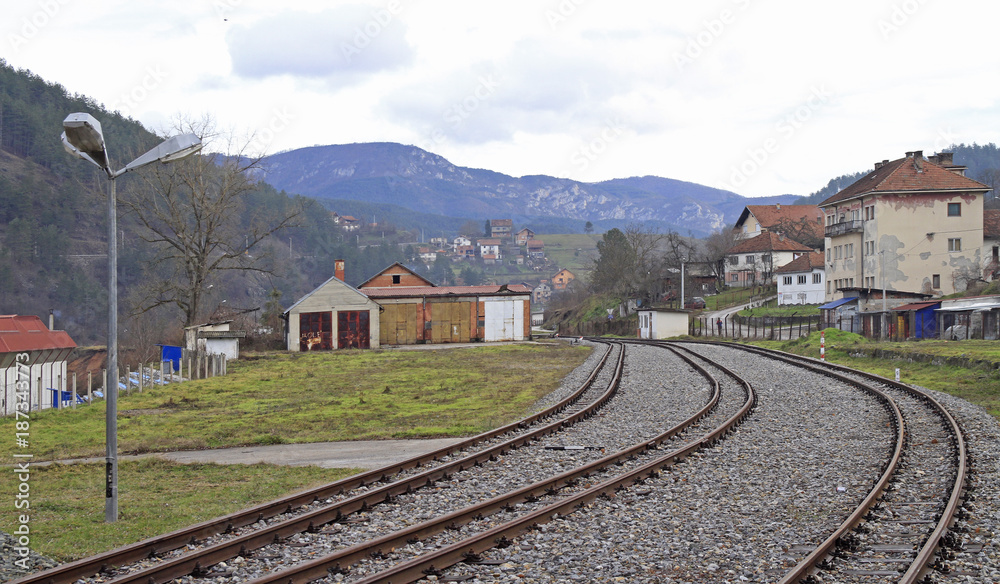 railroad in city Visegrad, Bosnia and Herzegovina