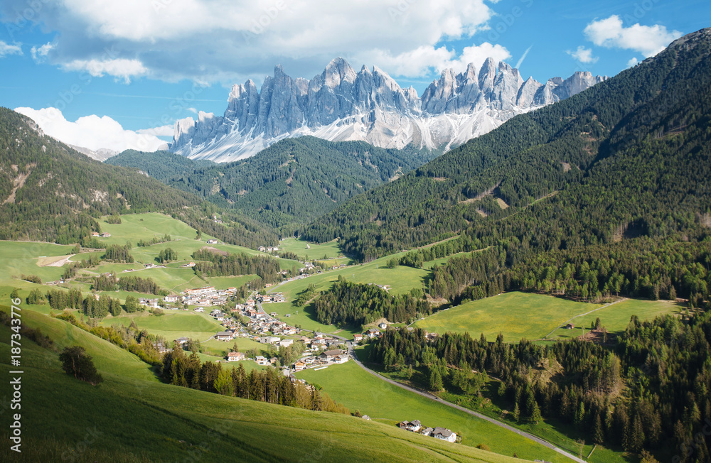 Picturesque Village in Dolomites (Val di Funes) Picturesque Village in Dolomites (Val di Funes)