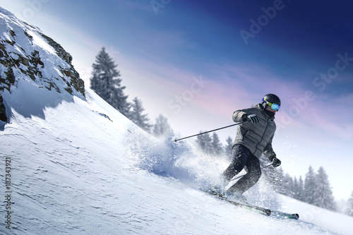 Photography winter skier