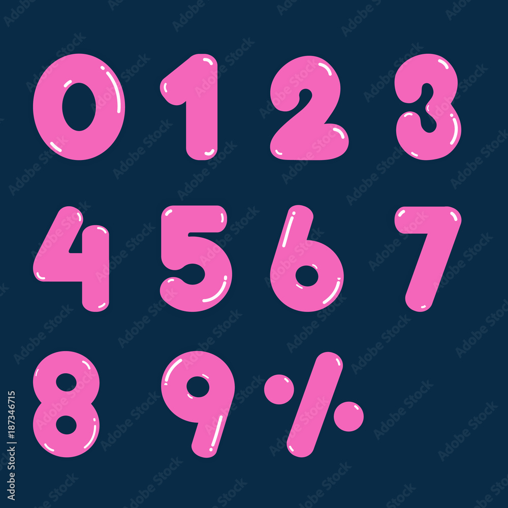 Number pink zero to nine vector design for business. Number pink zero to nine vector design for business.
