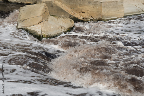 Polluted river Ergene in Uzunkopru district of Edirne province Turkey. photo