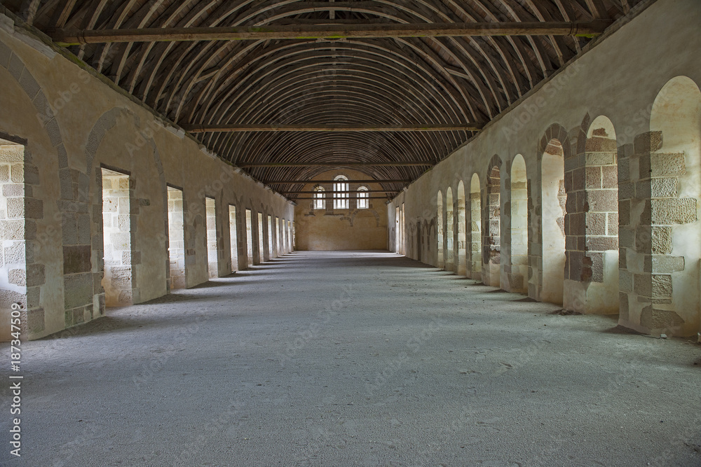 Dormitorium in der Abtei Fontenay, Burgund, Frankreich