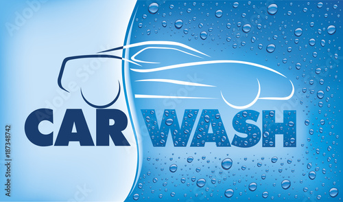car wash concept with many water drops