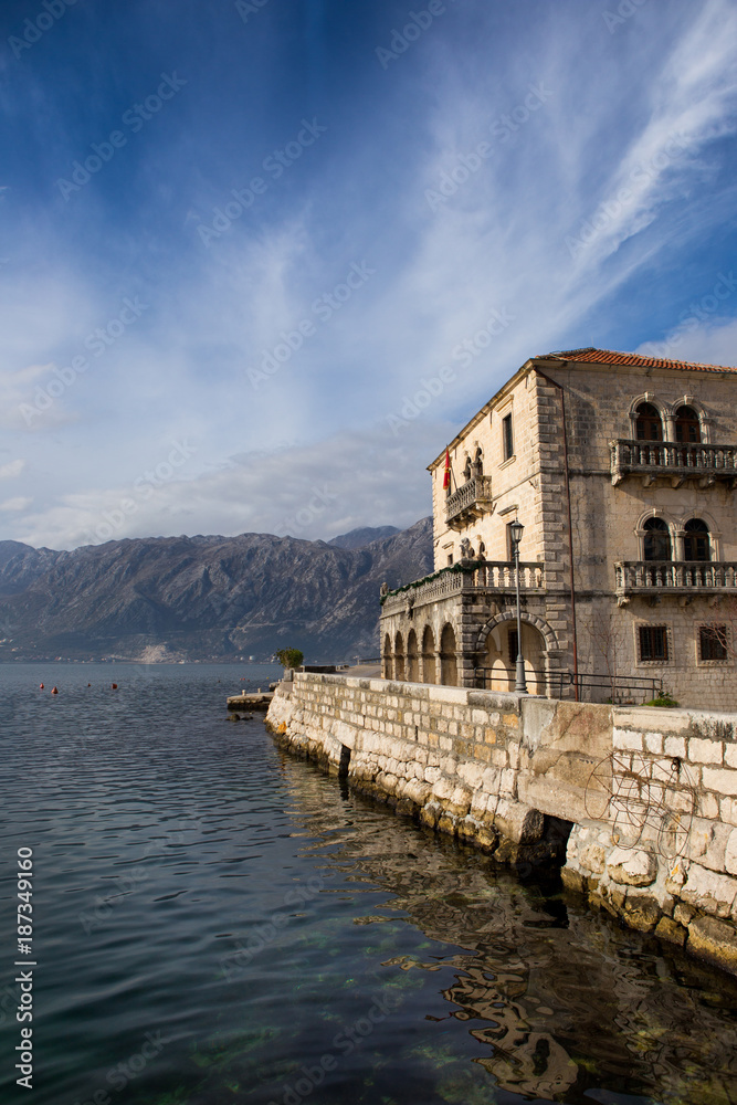 View of the city of Perast in Montenegro