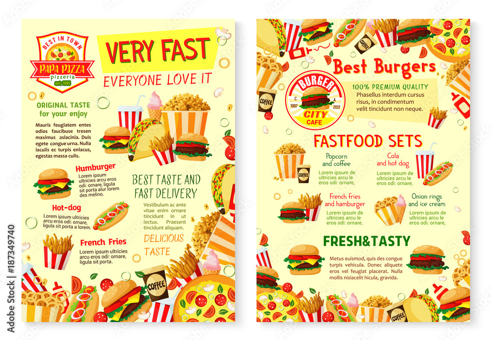 Fast food restaurant poster with menu template