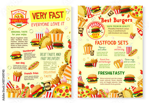 Fast food restaurant poster with menu template