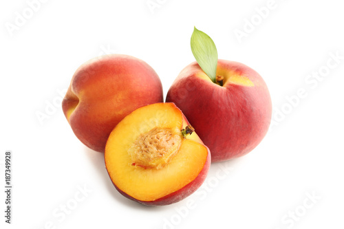 Sweet nectarines fruit isolated on white background