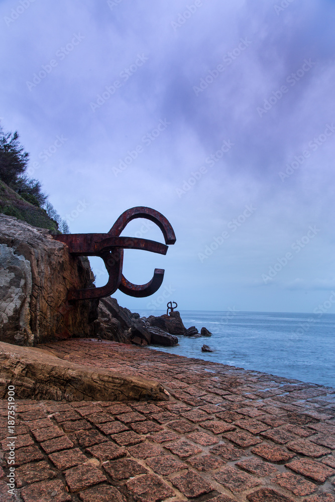 Fototapeta premium San Sebastian, Spain - April 13, 2017: set of sculptures by Eduardo Chillida, in the city of san sebastian or donosti in spain