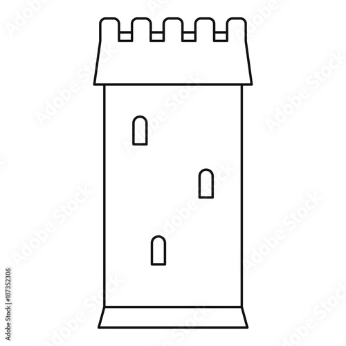 Ancient battle tower icon, outline style