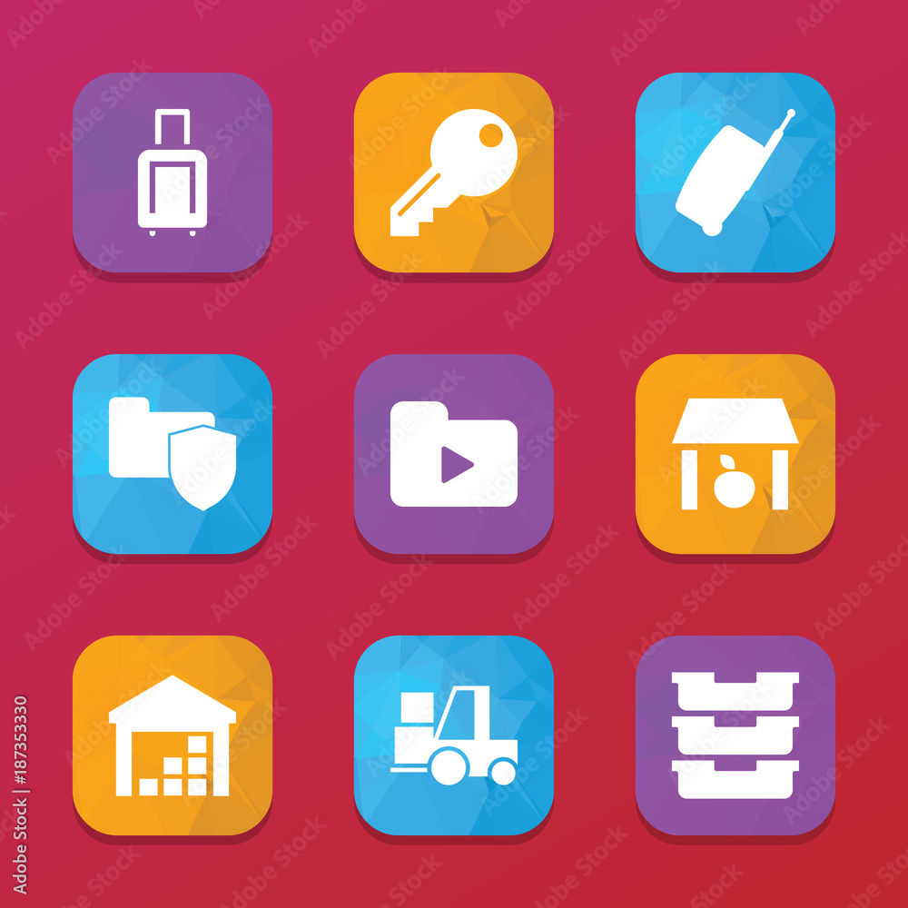Storage icons. vector collection filled storage icons set.