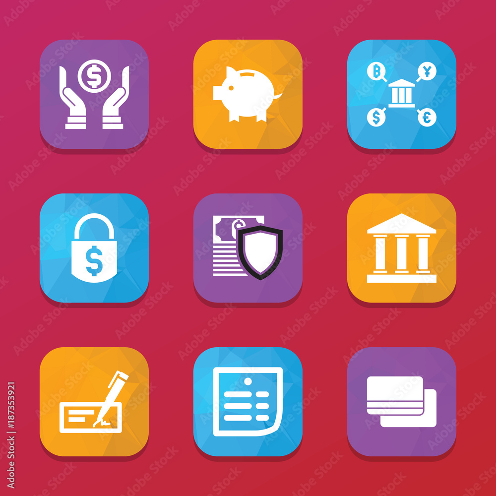 Bank icons. vector collection filled bank icons set. Bank icons. vector collection filled bank icons set.