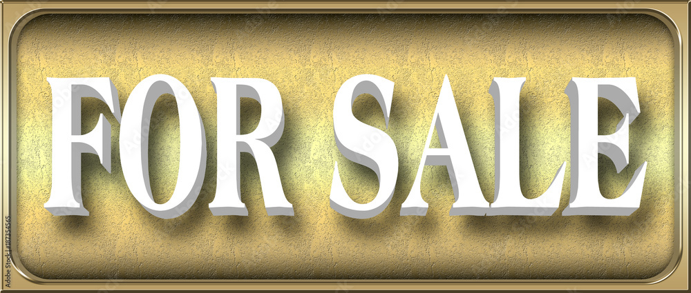 Obraz premium Stock Illustration - White Bold Text FOR SALE, 3D Illustration, Bronze Background.