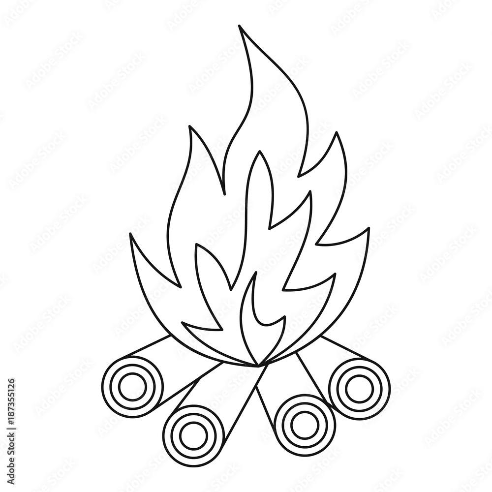 Bonfire icon, outline style