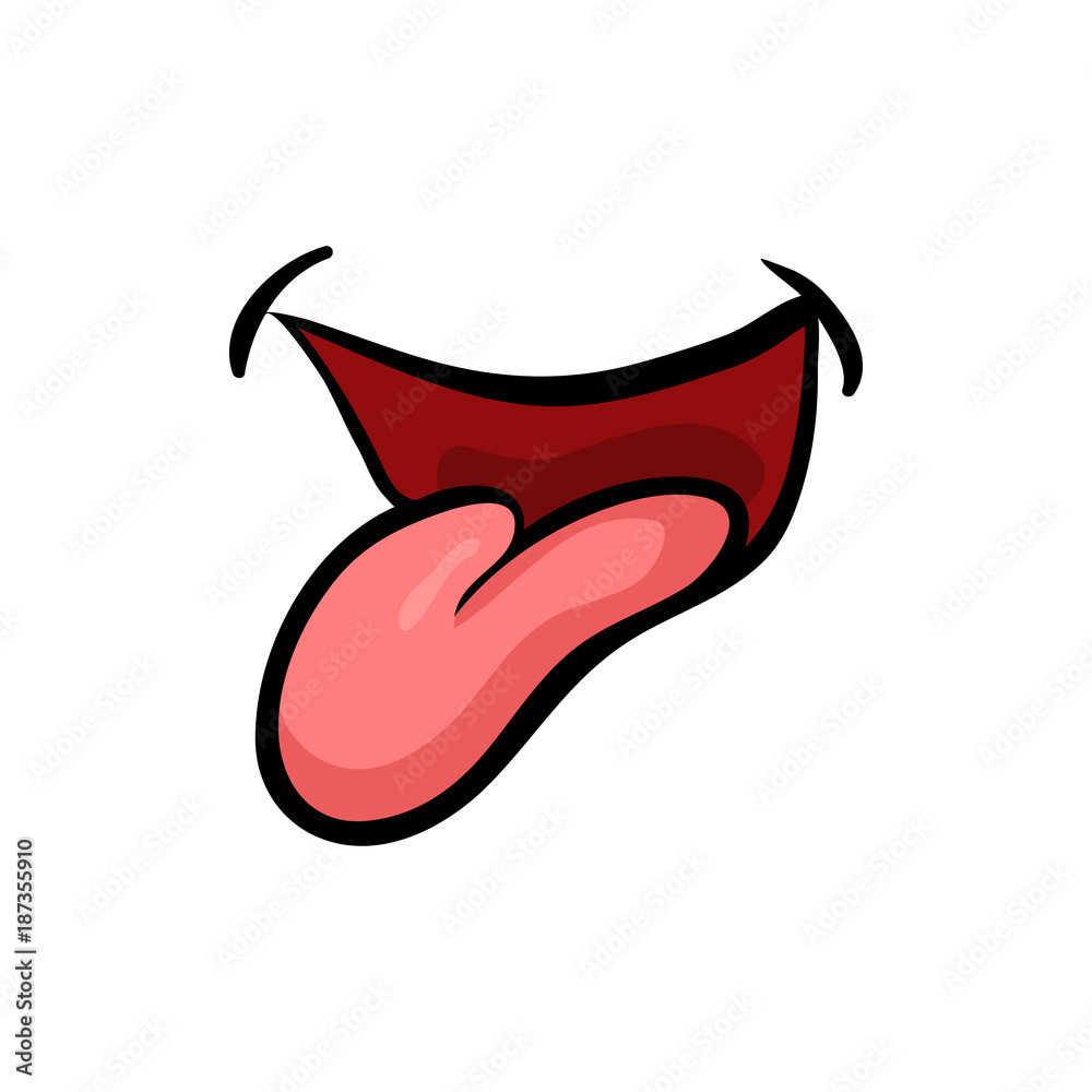Fototapeta premium cartoon tongue smile isolated on white background