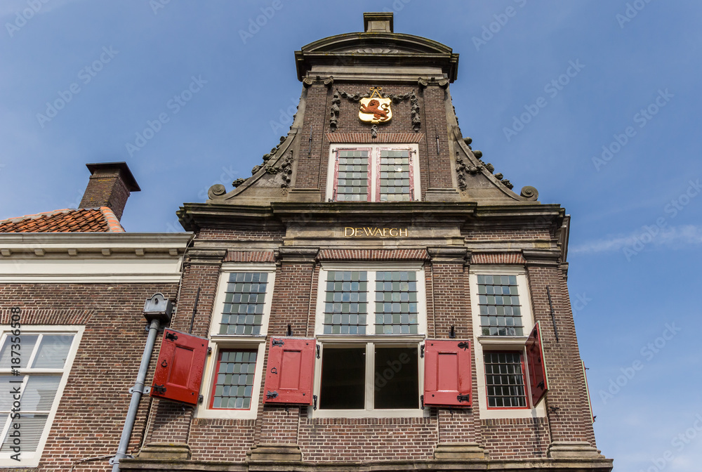 Facade of the monumental weigh building in Monnickendam