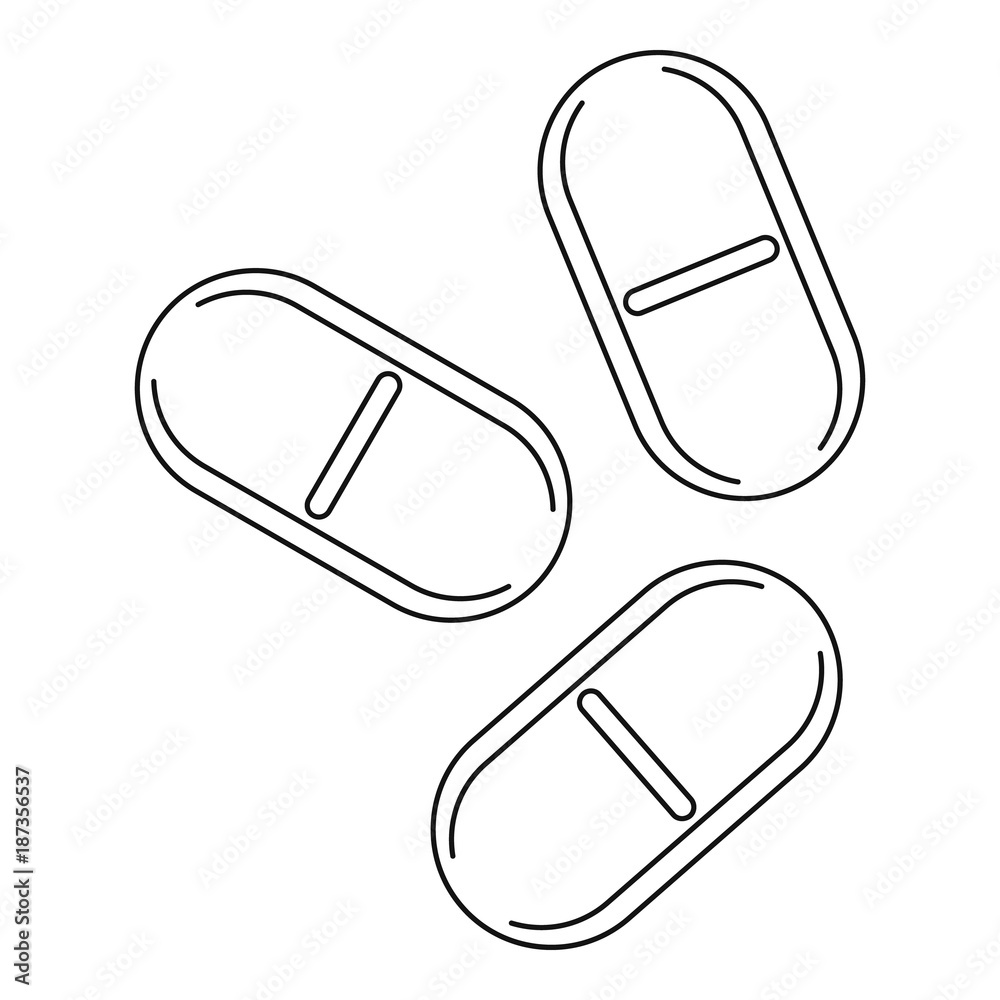 Three pills icon, outline style Three pills icon, outline style