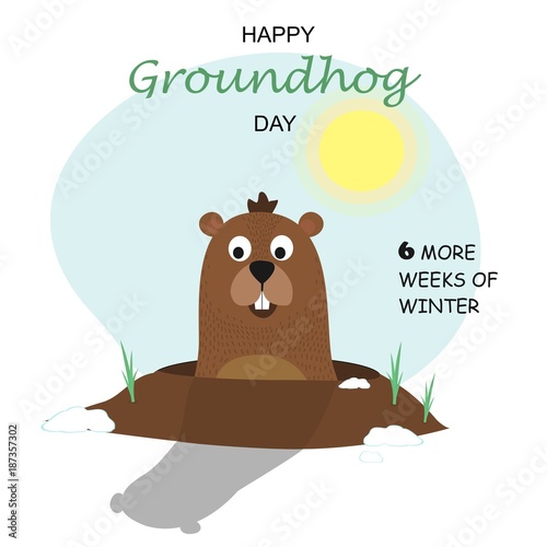 Wallpaper Mural Happy Groundhog Day design with cute groundhog Torontodigital.ca