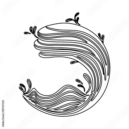 line icon with waves shape and splashes
