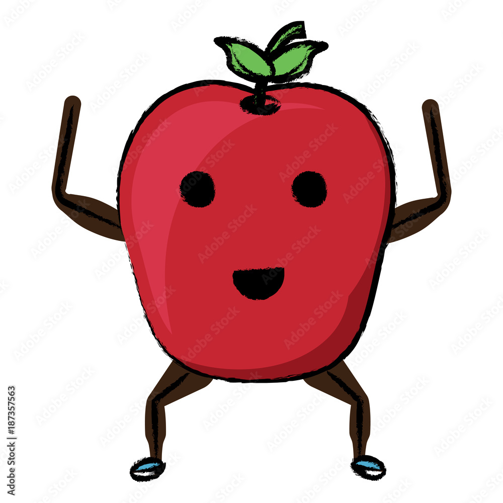 Fototapeta premium kawaii apple icon image