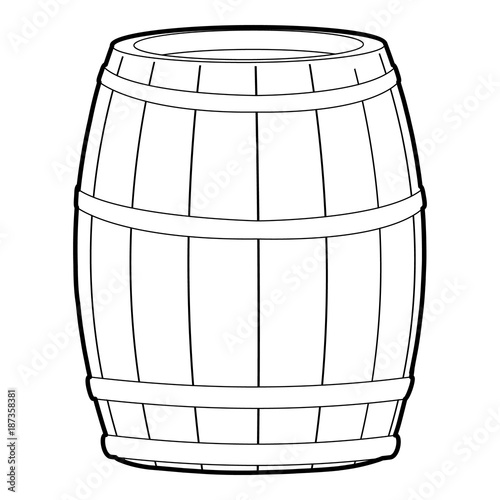 Wine barrel icon, outline style