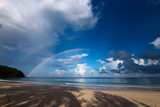 Beautiful beach with blue sky and rainbow in Kudat, Sabah Borneo, East Malaysia