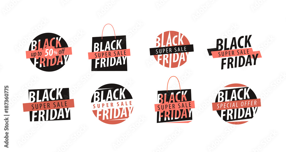 Sale, Black Friday logo. Discounts, shopping emblem or label. Vector illustration