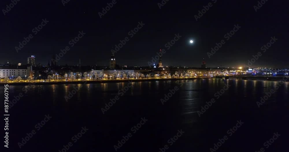 Riga city Night time Old town Riga Autumn Drone flight Riga city Night time Old town Riga Autumn Drone flight