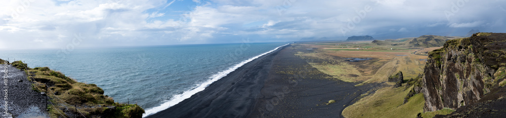 Black beach, Dyrholaey panorama view