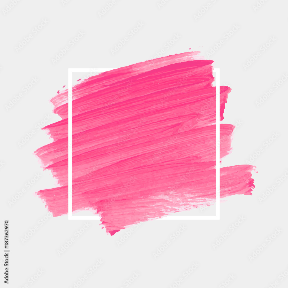 Logo brush painted acrylic abstract art background design illustration vector over square frame. Perfect watercolor design for headline, logo and sale banner. 