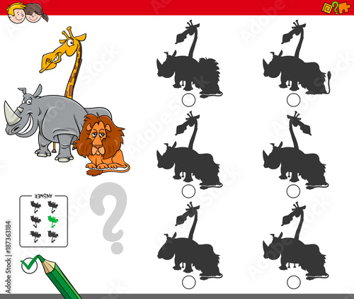 shadow activity game with animal characters