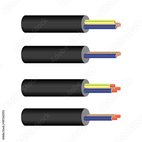 Copper wires of two and three wires with earthing