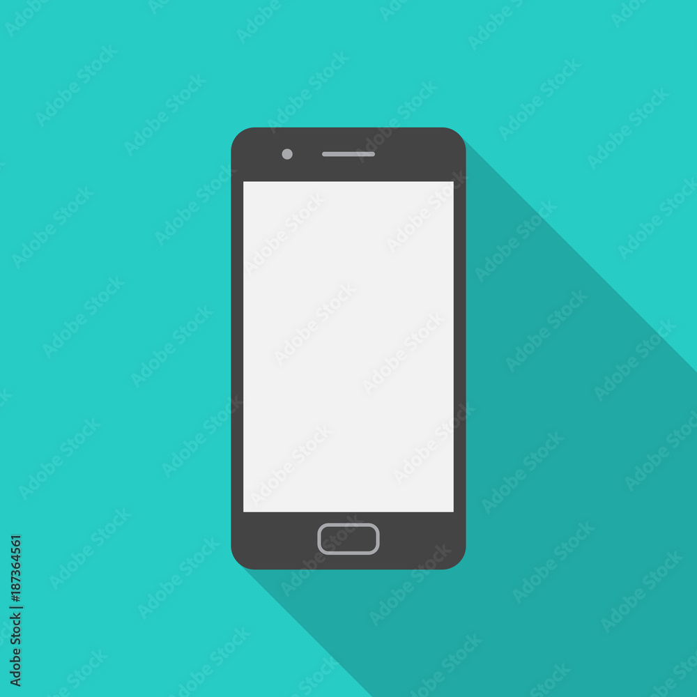 Mobile phone icon with long shadow. Flat design style. Smart phone simple silhouette. Modern, minimalist icon in stylish colors. Web site page and mobile app design vector element. Mobile phone icon with long shadow. Flat design style. Smart phone simple silhouette. Modern, minimalist icon in stylish colors. Web site page and mobile app design vector element.