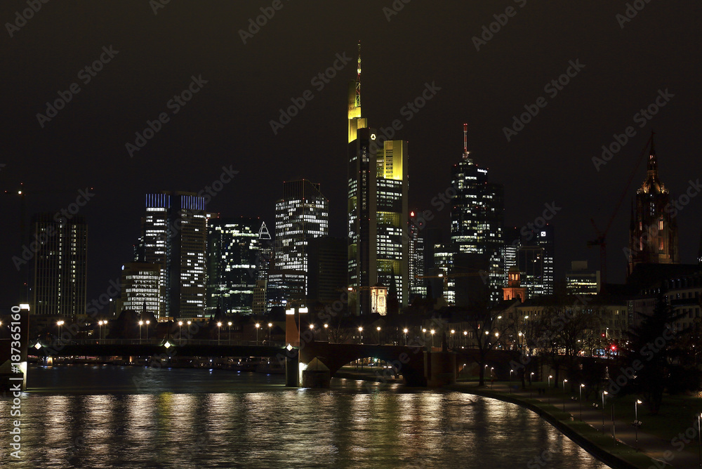 Evening In Frankfurt.Evening Frankfurt after the New Year holidays enters the working regime.