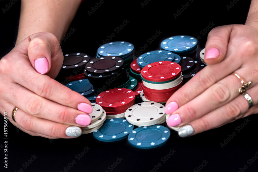 grate hands and poker chips on the table grate hands and poker chips on the table
