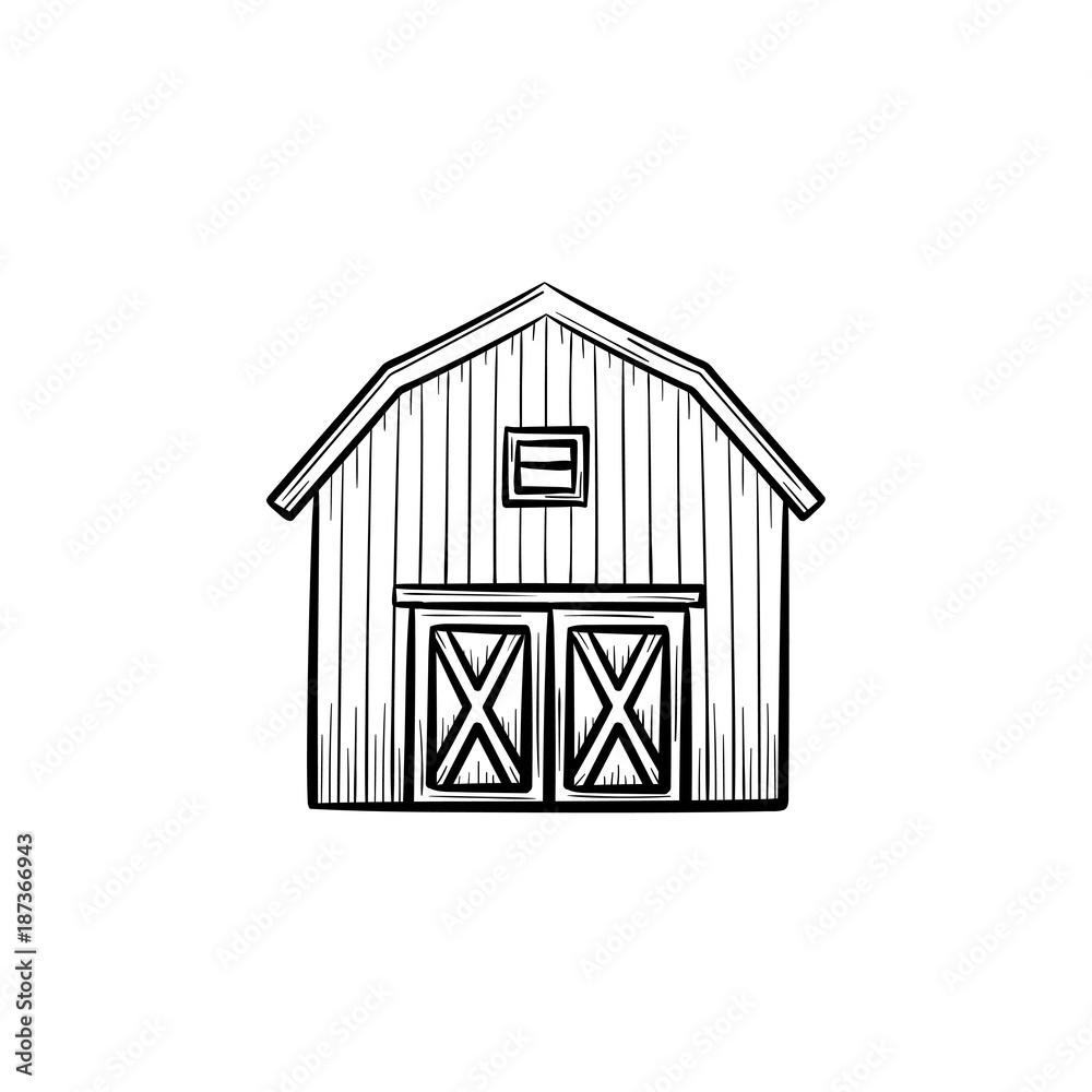 Vector hand drawn Farm barn outline doodle icon Vector hand drawn Farm barn outline doodle icon