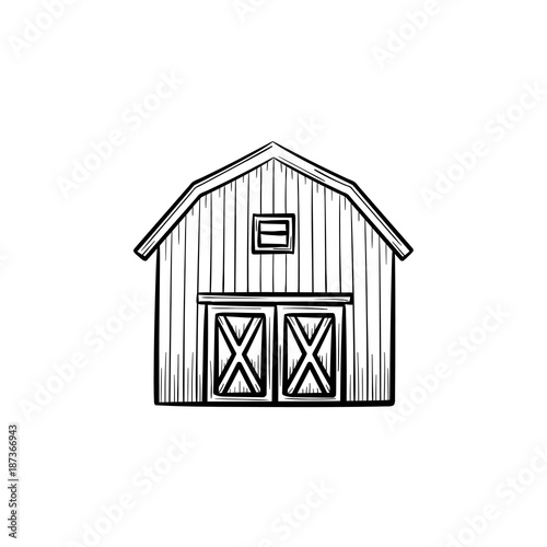 Vector hand drawn Farm barn outline doodle icon