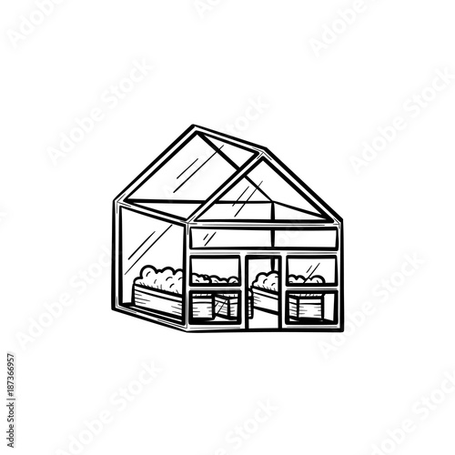 Vector hand drawn Greenhouse outline doodle icon