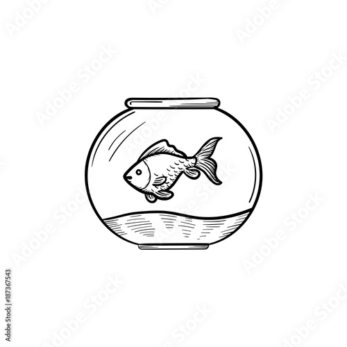 Vector hand drawn Fishbowl outline doodle icon. Fishbowl sketch illustration for print, web, mobile and infographics isolated on white background.
