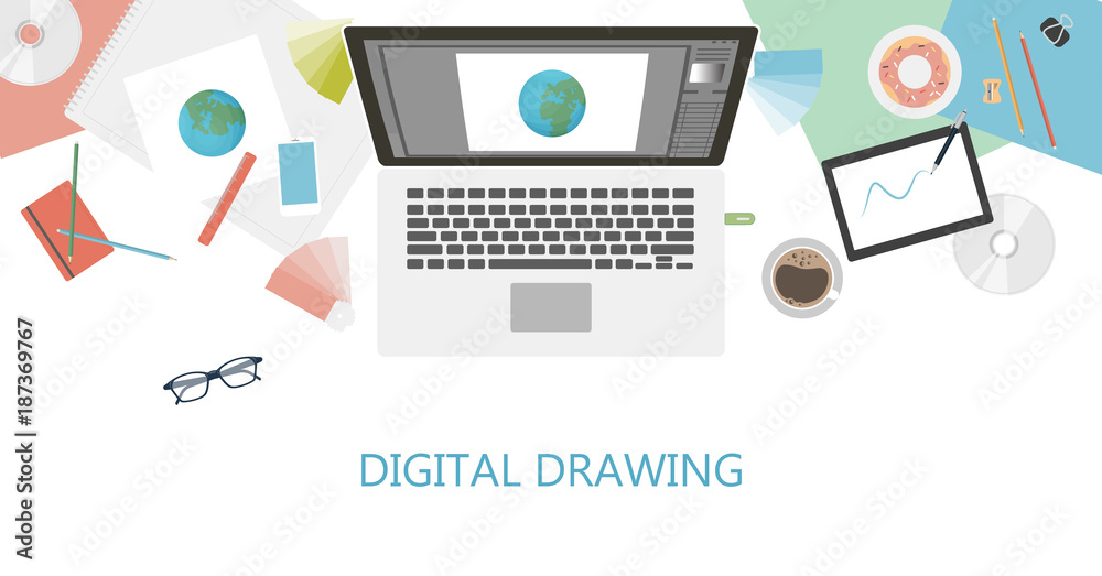 Digital drawing desk.
