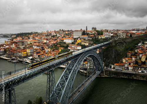 Porto. View of the city, the river Duoro and the bridge Ponte Luis 1. Portugal.