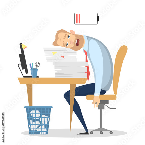 Tired businessman at office.